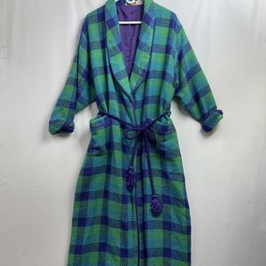 Vintage Victoria’s Secret Robe Gold Label Long Tweed Plaid One Size Cord Tassel